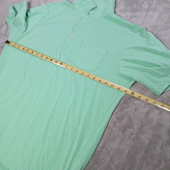 Fennec Polo Shirt Mens XL Green Spotted Floral Short Sleeve Golf Stretch Preppy - Picture 6 of 8